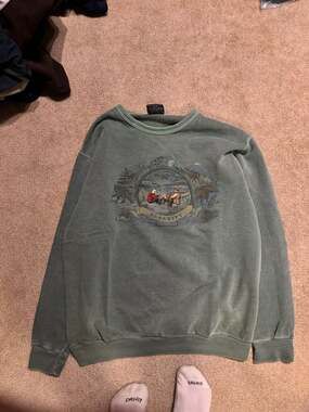 Vintage Spirit Lake Serenity Graphic Crewneck Sweatshirt XL Green